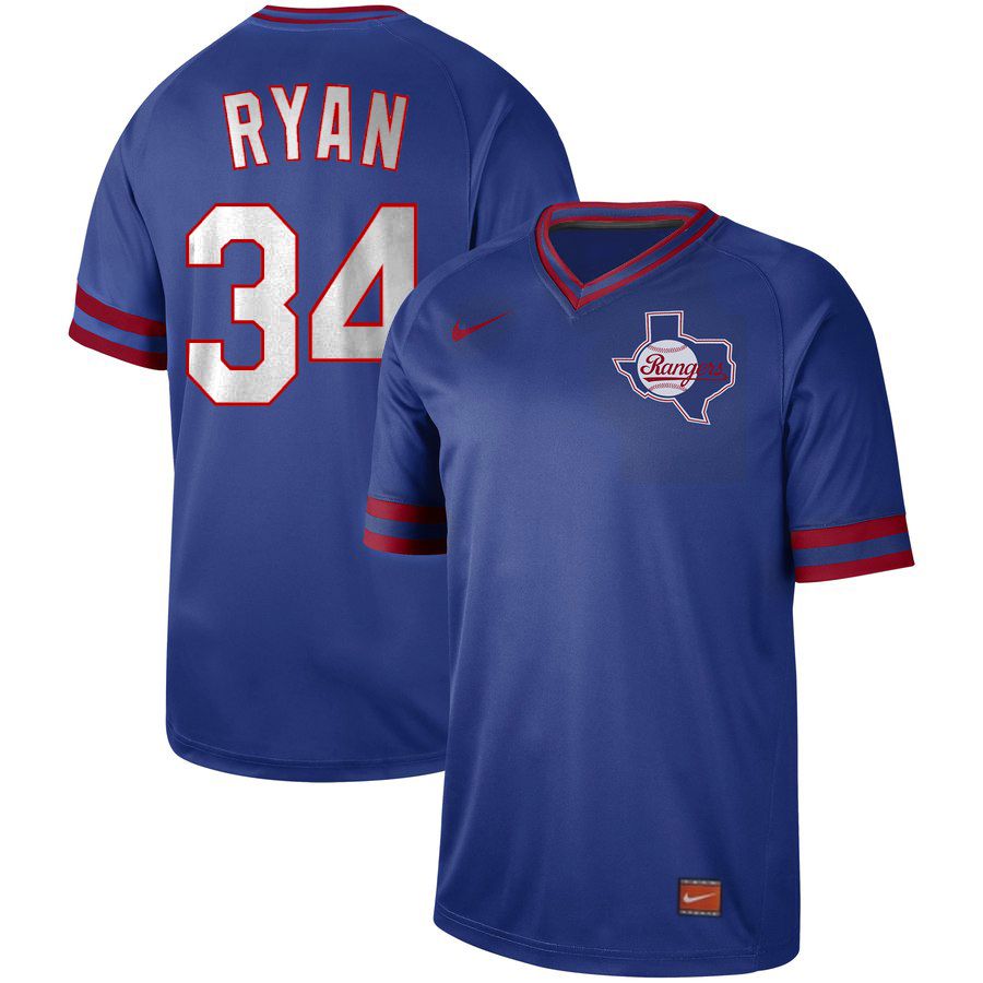 Men Texas Rangers 34 Ryan Blue Nike Cooperstown Collection Legend V-Neck MLB Jersey